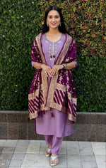 Gorgeous Purple Color Silk Fabric Designer Suit