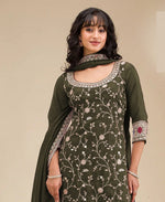 Tasteful Green Color Vichitra Fabric Plazzo Suit