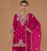 Tasteful Pink Color Vichitra Fabric Plazzo Suit