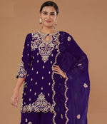 Tasteful Blue Color Vichitra Fabric Plazzo Suit