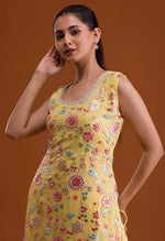 Tasteful Yellow Color Georgette Fabric Plazzo Suit