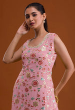 Tasteful Pink Color Georgette Fabric Plazzo Suit