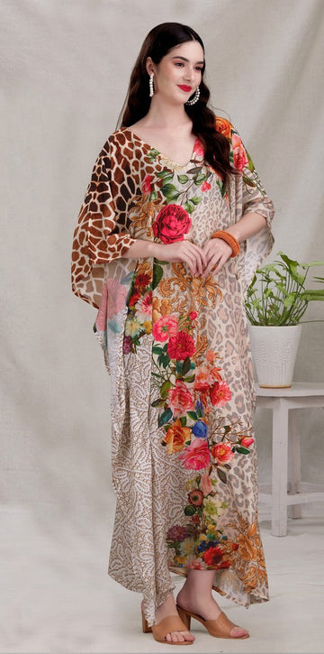 Radiant Brown Color Silk Fabric Indowestern