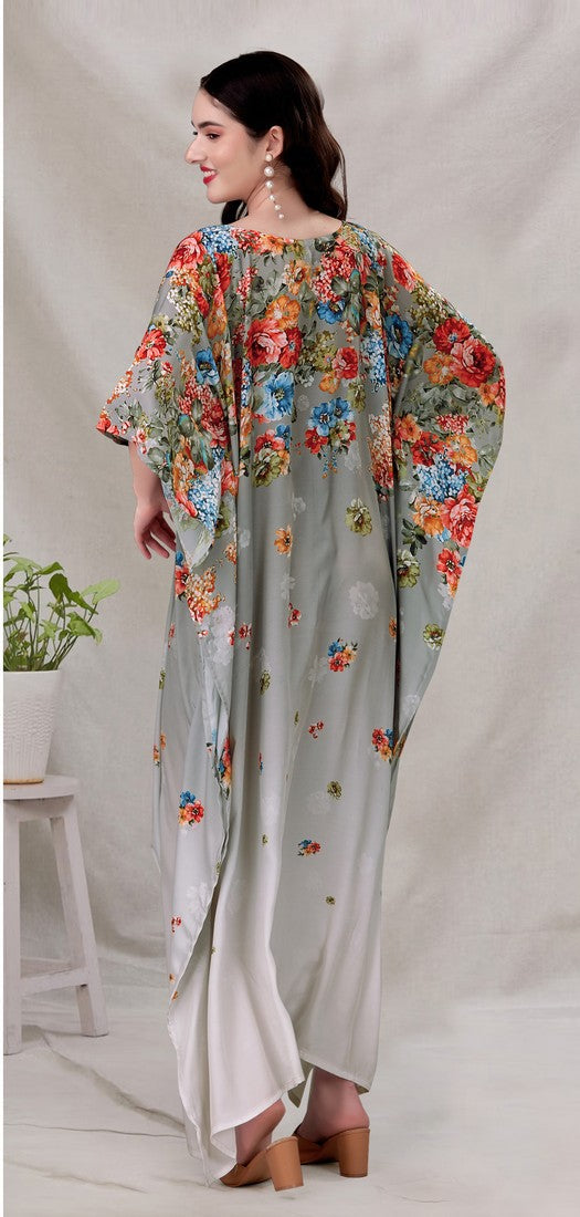 Radiant Grey Color Silk Fabric Indowestern