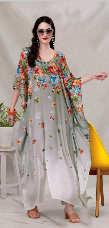 Radiant Grey Color Silk Fabric Indowestern