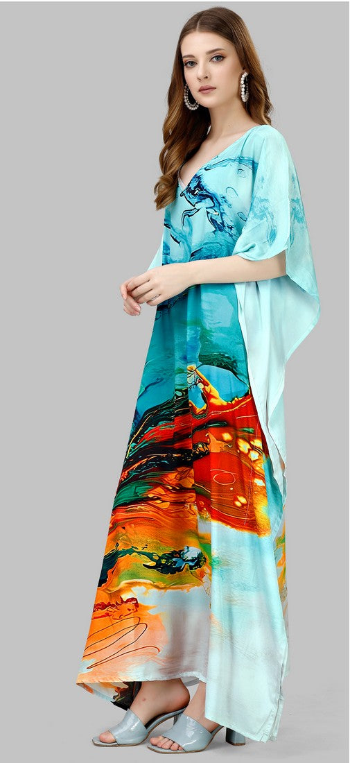 Radiant Blue Color Silk Fabric Indowestern