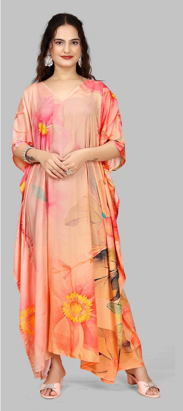 Beautiful Orange Color Silk Fabric Indowestern