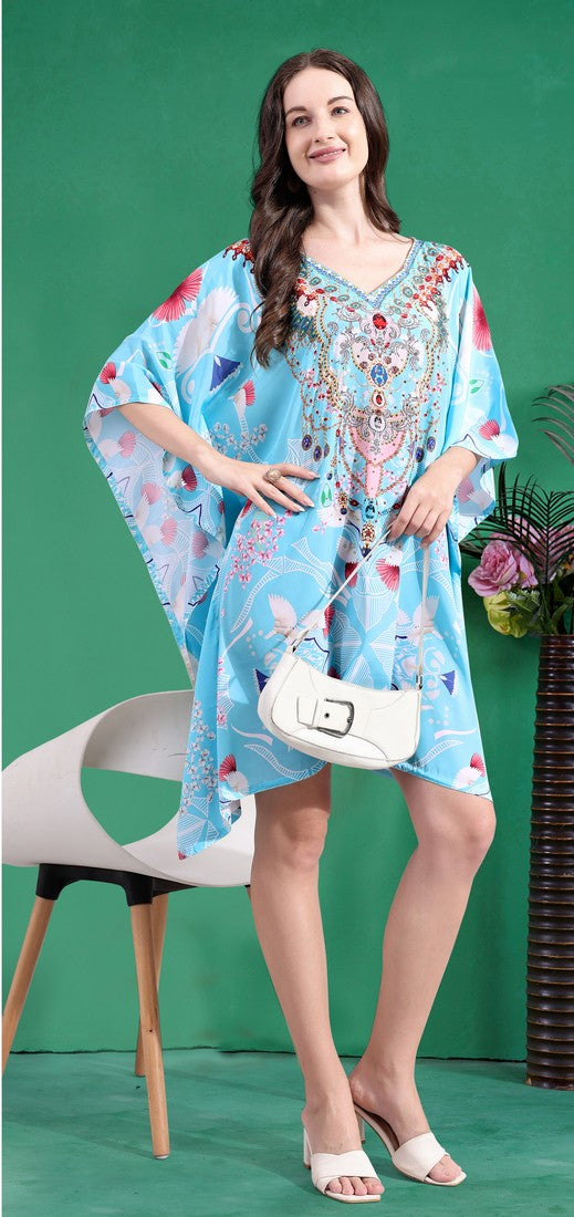 Radiant Blue Color Silk Fabric Indowestern