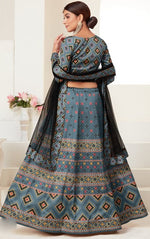 Glowing Grey Color Silk Fabric Designer Lehenga
