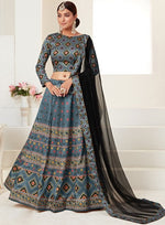 Glowing Grey Color Silk Fabric Designer Lehenga