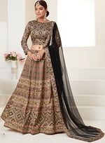 Glowing Brown Color Silk Fabric Designer Lehenga