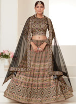 Glowing Brown Color Silk Fabric Designer Lehenga