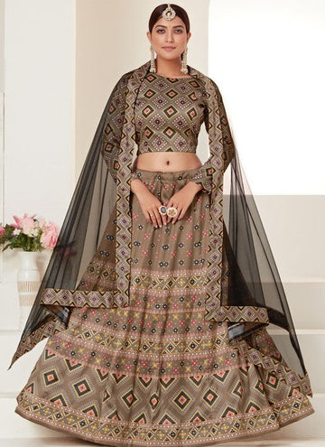Glowing Brown Color Silk Fabric Designer Lehenga