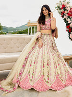 Charming Cream Color Tissue Fabric Party Wear Lehenga
