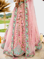 Charming Pink Color Tissue Fabric Party Wear Lehenga