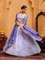 Charming Purple Color Tissue Fabric Party Wear Lehenga