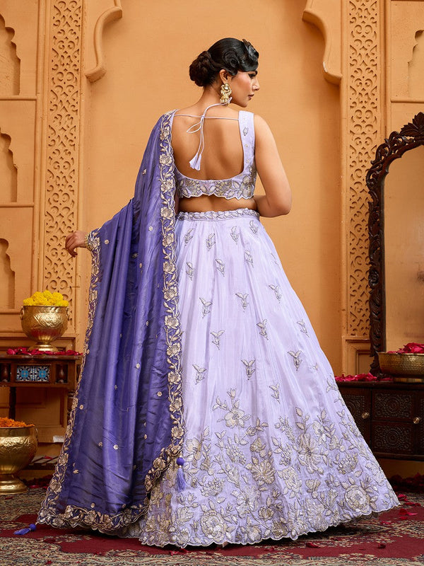Charming Purple Color Tissue Fabric Party Wear Lehenga