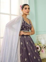 Charming Purple Color Tissue Fabric Party Wear Lehenga