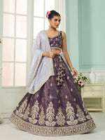 Charming Purple Color Tissue Fabric Party Wear Lehenga