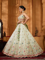Charming Cream Color Tissue Fabric Party Wear Lehenga