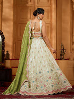 Charming Cream Color Tissue Fabric Party Wear Lehenga