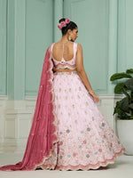 Charming Pink Color Tissue Fabric Party Wear Lehenga