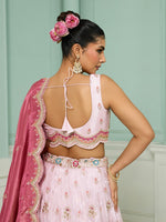 Charming Pink Color Tissue Fabric Party Wear Lehenga
