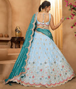 Charming Turquoise Color Tissue Fabric Party Wear Lehenga