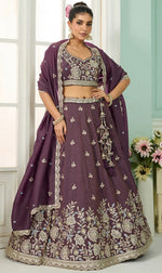 Charming Purple Color Tissue Fabric Party Wear Lehenga