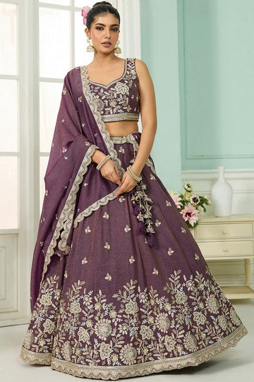 Charming Purple Color Tissue Fabric Party Wear Lehenga