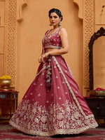 Charming Red Color Tissue Fabric Party Wear Lehenga
