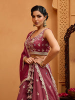 Charming Red Color Tissue Fabric Party Wear Lehenga