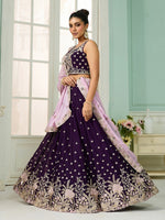 Charming Voilet Color Georgette Fabric Party Wear Lehenga