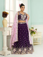 Charming Voilet Color Georgette Fabric Party Wear Lehenga