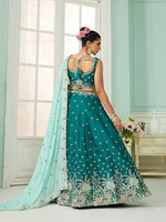 Charming Turquoise Color Georgette Fabric Party Wear Lehenga