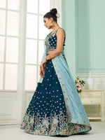 Charming Teal Color Georgette Fabric Party Wear Lehenga