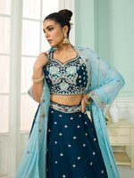 Charming Teal Color Georgette Fabric Party Wear Lehenga