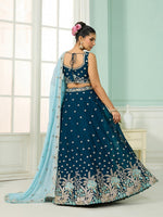 Charming Teal Color Georgette Fabric Party Wear Lehenga