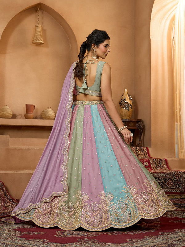Charming Multi Color Georgette Fabric Party Wear Lehenga