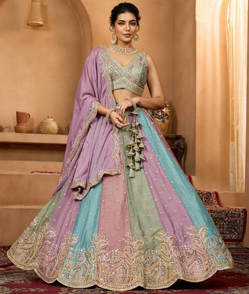 Charming Multi Color Georgette Fabric Party Wear Lehenga