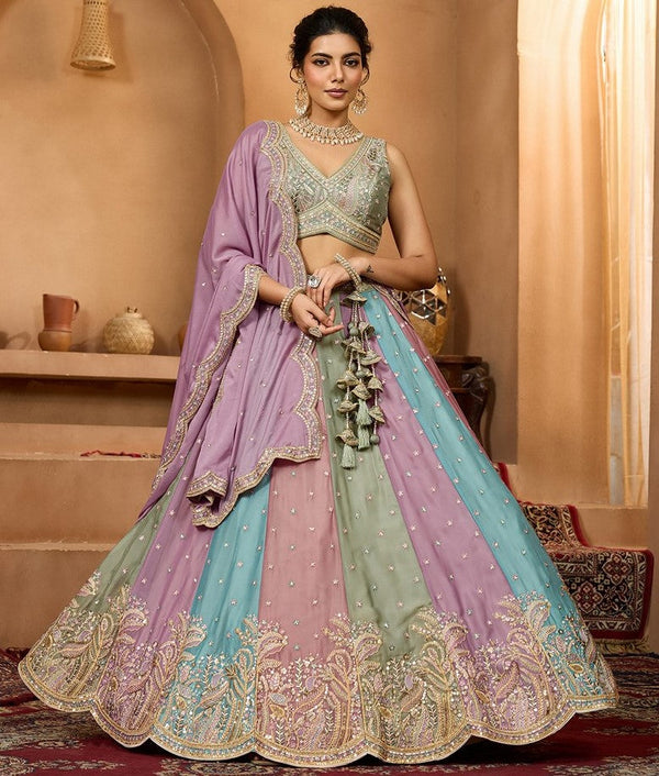 Charming Multi Color Georgette Fabric Party Wear Lehenga