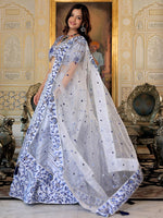 Charming White Color Satin Fabric Party Wear Lehenga