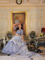 Charming White Color Satin Fabric Party Wear Lehenga