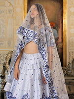 Charming White Color Satin Fabric Party Wear Lehenga