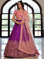Charming Purple Color Silk Fabric Party Wear Lehenga