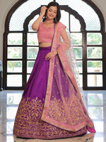 Charming Purple Color Silk Fabric Party Wear Lehenga