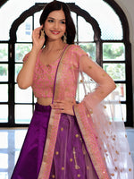 Charming Purple Color Silk Fabric Party Wear Lehenga