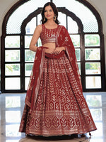 Charming Maroon Color Georgette Fabric Party Wear Lehenga
