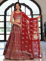 Charming Maroon Color Georgette Fabric Party Wear Lehenga