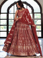 Charming Maroon Color Georgette Fabric Party Wear Lehenga